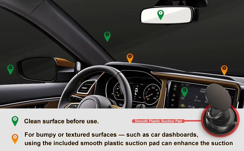 Product Introduction of 360° Adjustable Vacuum Magnetic Phone Holder, Suction Cup Phone Mount for Magsafe, Portable Cell Phone Holder for Car,Makeup/Gym/Mirror, Fit for All iphone iphone 11 and above 4