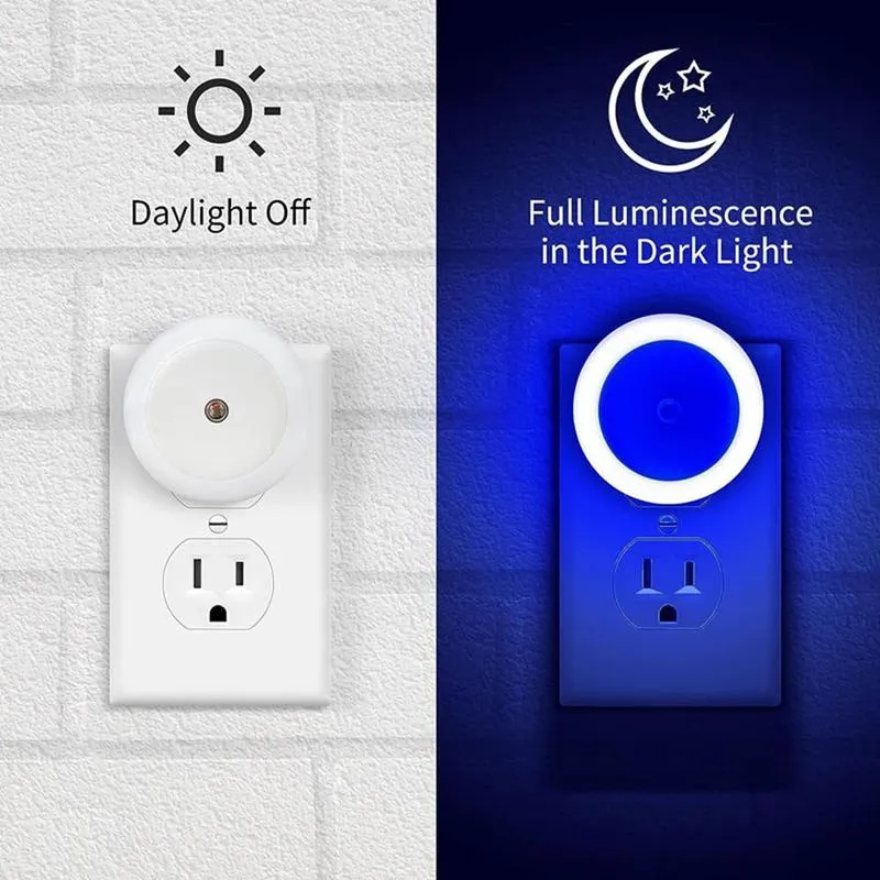 Product Introduction of Light Sensor Control Round LED Night Light for Summer, Intelligent Induction Wall-mounted Night Light, Portable Mini Wall Lamp, LED Light for Hallway Kitchen Bathroom Room 12