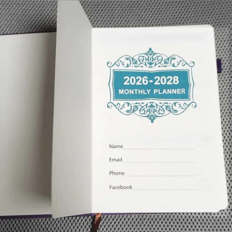 3-Year Monthly Planner Calendar 2026-2028 - January to December, Softcover with Elastic Pen Holder, 12 Month Display, English Language, Ideal for Organizing and Stylish Adults, Diary Writing|Minimalist Design|Easycare Binding, Planner Notebook