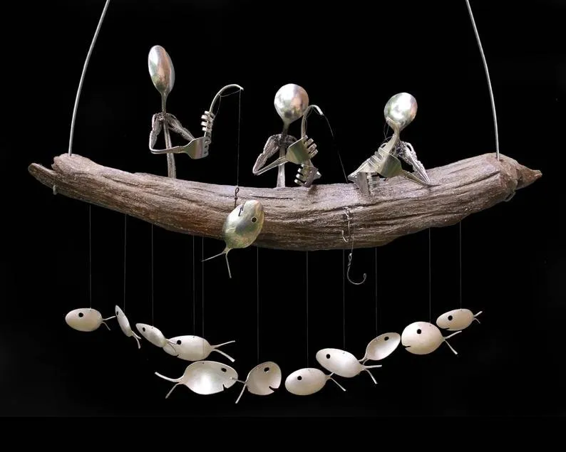 Custom Family Fishing / Spoon Fish Wind Chime. Mother Father image 1