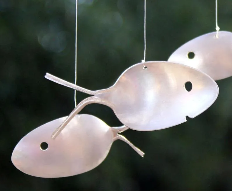 Fisherman And Spoon Fish Wind Chime Holiday Garden Art image 5