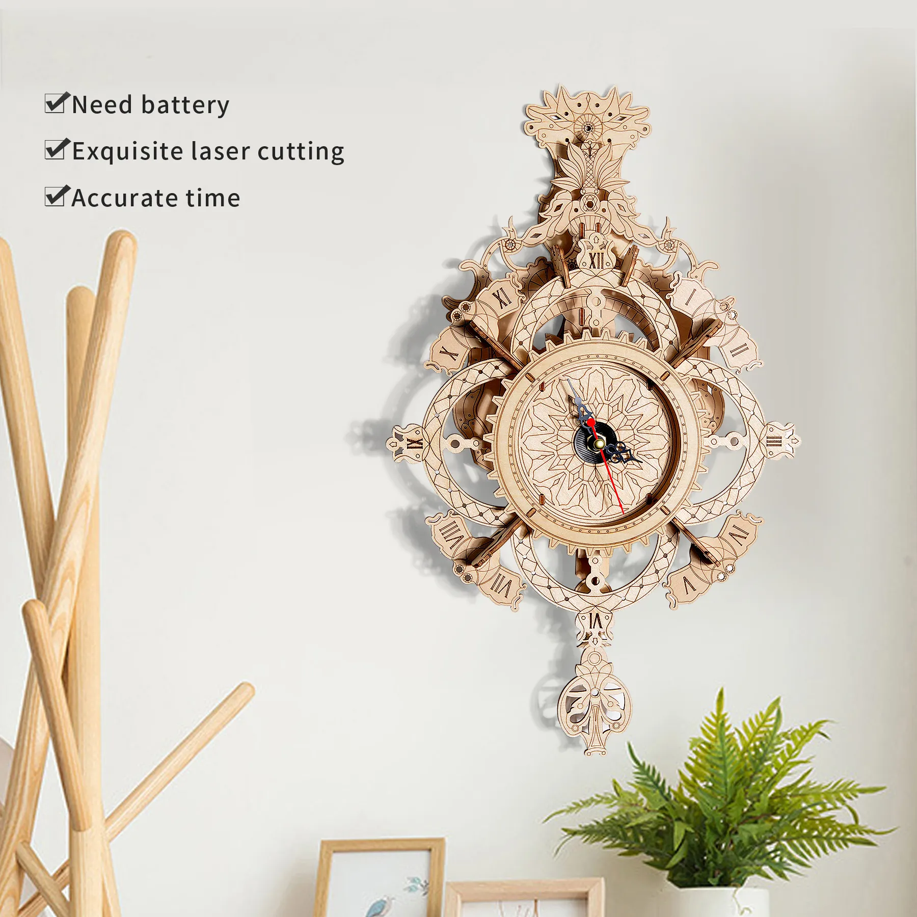 3D Puzzles for Adults Wooden Clock kit DIY Build Mechanical Wall Clock ...
