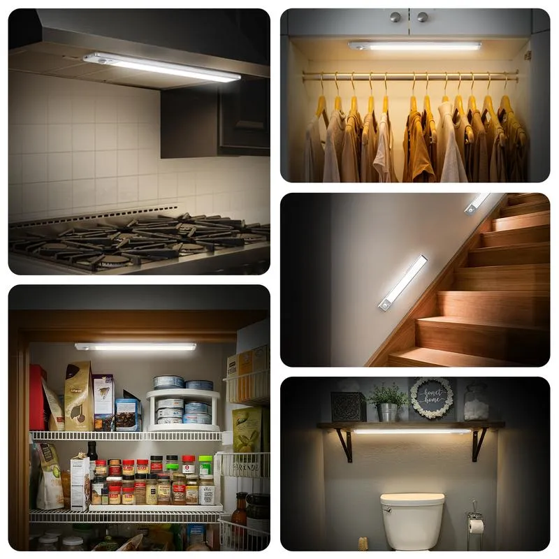 Under Cabinet Lights,Motion Sensor Night Light Indoor,1500mAh USB Rechargeable Light,Magnetic Installation Dimmable Lights for Kitchen,Wardrobe,Pantry, Closet,Coffee Corner,Bathroom,Stairs,Hallway,Sink Cabinet,Laundry Room,Tool Room,Garage,Fridge