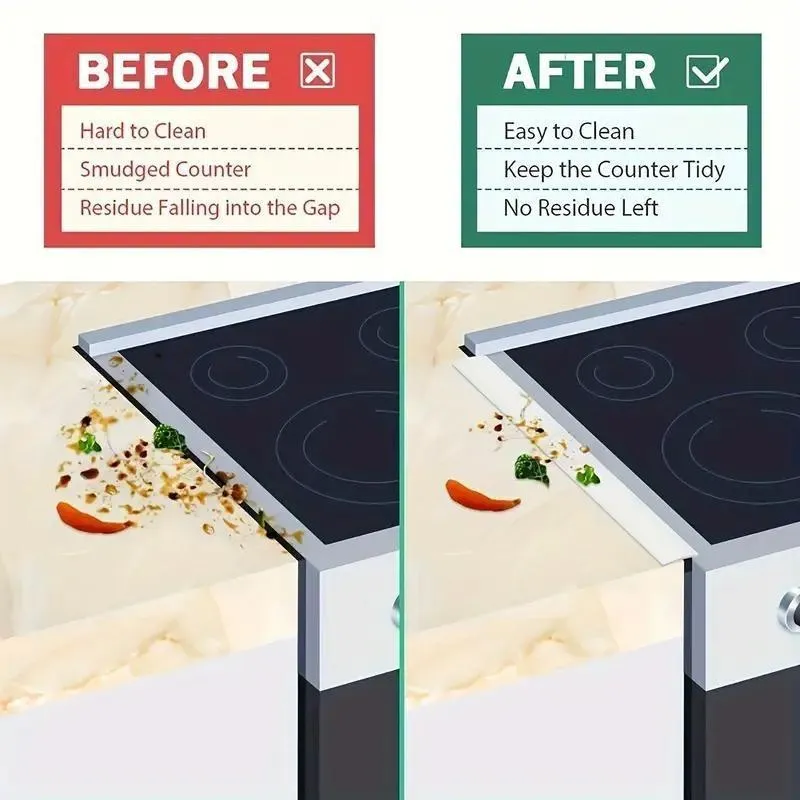 Silicone Stove Seal 2 Counts Waterproof Heat Resistant Countertop Stove Cover Dustproof Kitchen Oil Gas Slit Filler 21.1inchx2.2inch