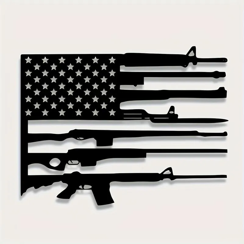 1pc Vintage American Flag and Gun Metal Wall Art, Vintage American Flag and Gun Statue Mural, Perfect for Home, Office, Indoor/Outdoor Decor, New Year Decor, Ideal Gift for Military Enthusiasts autumn home decor