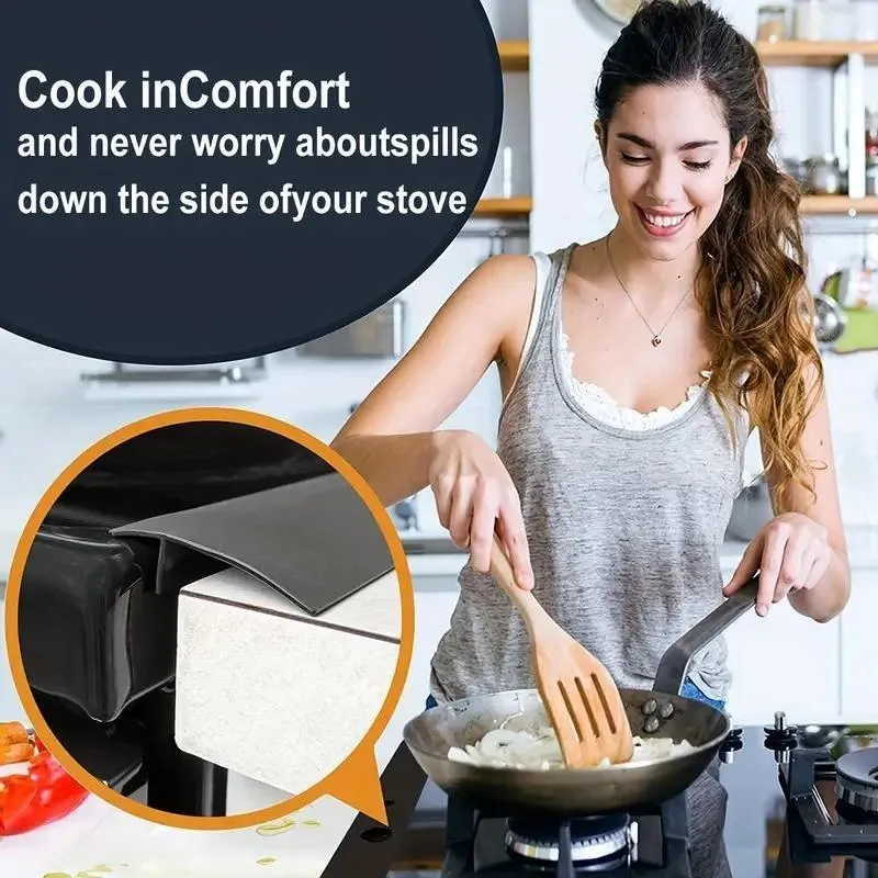 Silicone Stove Seal 2 Counts Waterproof Heat Resistant Countertop Stove Cover Dustproof Kitchen Oil Gas Slit Filler 21.1inchx2.2inch