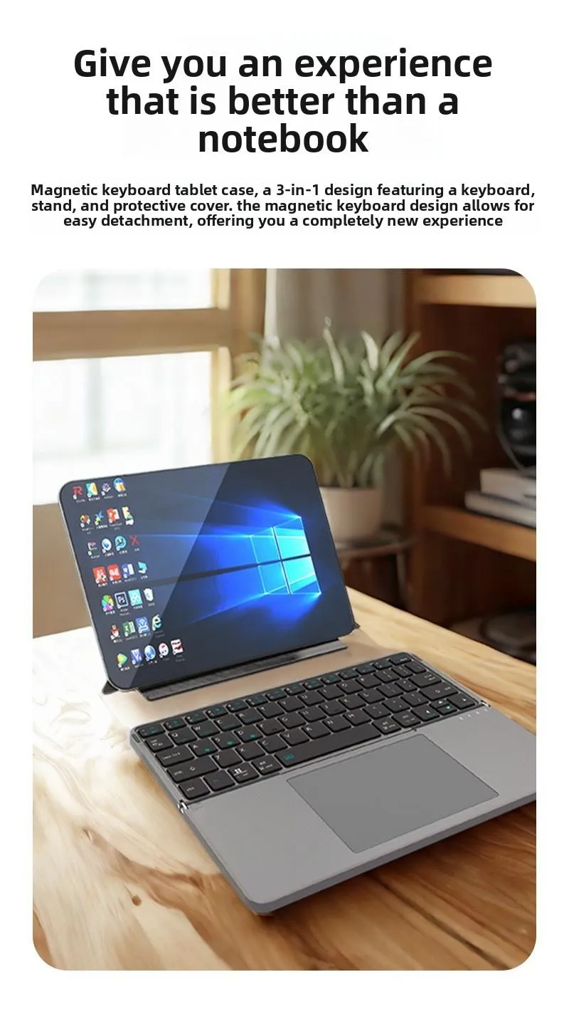 Portable Wireless BT Foldable Keyboard New Detachable Leather Stand for Tablet Phone Touch Typing Mini Keyboard with Ergonomic Design