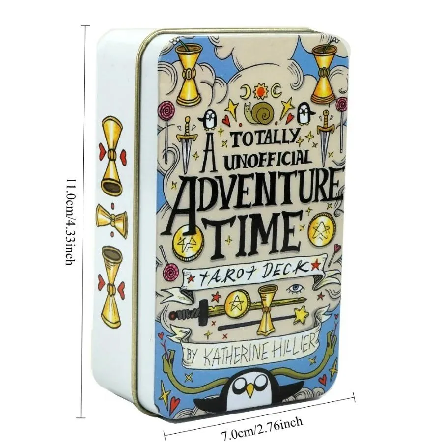 78Cards Adventure Time Tarot Deck in a Tin Box Gilded Edge Classic Tarot Cards For Beginners Fortune Telling Game Card Divination Fate Party Family Board Game Tarot Card Decks