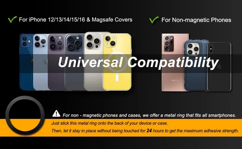Product Introduction of 360° Adjustable Vacuum Magnetic Phone Holder, Suction Cup Phone Mount for Magsafe, Portable Cell Phone Holder for Car,Makeup/Gym/Mirror, Fit for All iphone iphone 11 and above 2