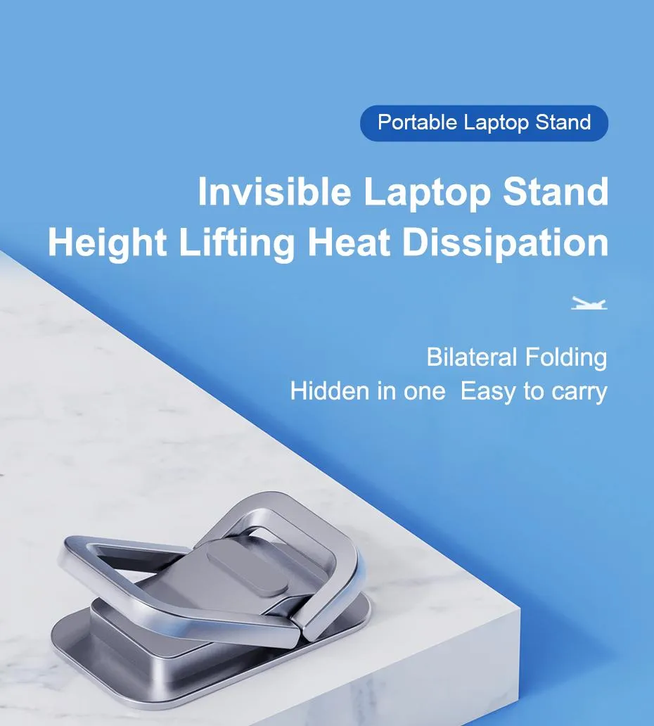 Hagibis Foldable Laptop Stand for Desk Keyboard Stand Riser Portable Notebook Cooling Pad For Macbook Pro Air Universal Holder Plastic PU Leather Synthetic