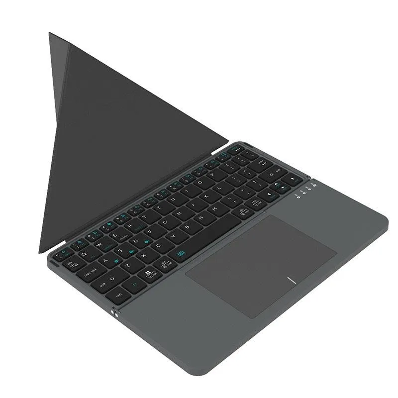 Portable Wireless BT Foldable Keyboard New Detachable Leather Stand for Tablet Phone Touch Typing Mini Keyboard with Ergonomic Design