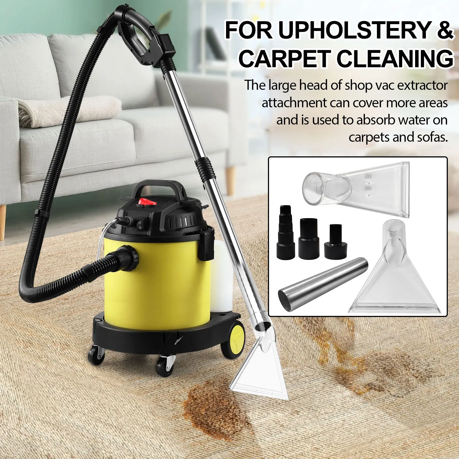 Guhuijie Shop Vac Extractor Attachment, Detailing Wand Extractor Vacuum Cleaner for Upholstery & Carpet Cleaning
