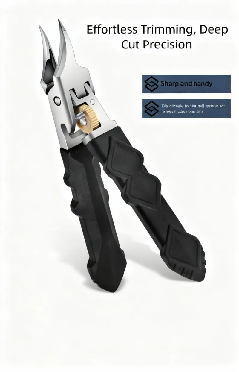 Black Anti-Slip Grip Gear Lock Nail Clipper Set with Ultra-Sharp Tips for Precise Access to Nail Grooves Professional-Grade Manicure Tool for Men Seniors Curved Sharp Blades Non-Slip Ergonomic Handle Durable Safe Construction