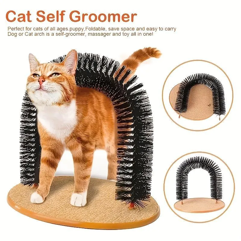 Cat Arch Self-Cleaning Cat Massage Toy, Interactive Cat Hair Removal Brush with Scratching Pad Toy, Suitable for Indoor Cats, Cat Scratching Board with Interactive Function, Durable and Easy to Assemble Shedding Grooming Kit Groomer Tools Cat Arch Self-Cleaning Cat Massage Toy, Interactive Cat Hair Removal Brush with Scratching Pad Toy, Suitable for Indoor Cats, Cat Scratching Board with Interactive Function, Durable and Easy to Assemble Shedding Grooming Kit Groomer Tools