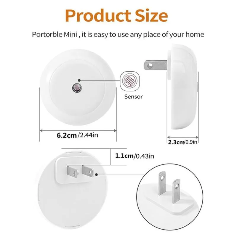 Product Introduction of Light Sensor Control Round LED Night Light for Summer, Intelligent Induction Wall-mounted Night Light, Portable Mini Wall Lamp, LED Light for Hallway Kitchen Bathroom Room 8