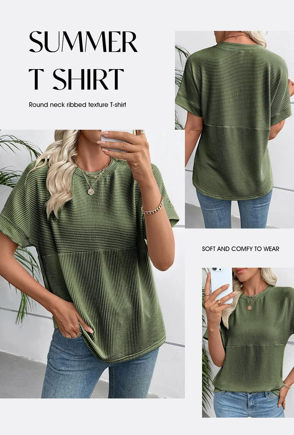 EVALESS Women's Solid Short Sleeve T Shirts Tops Ribbed Knit Striped Crewneck Casual Loose Fit T Shirts 2026 Womenswear Springtok Summer Outfits EVALESS Women's Solid Short Sleeve T Shirts Tops Ribbed Knit Striped Crewneck Casual Loose Fit T Shirts 2026 Womenswear Springtok Summer Outfits