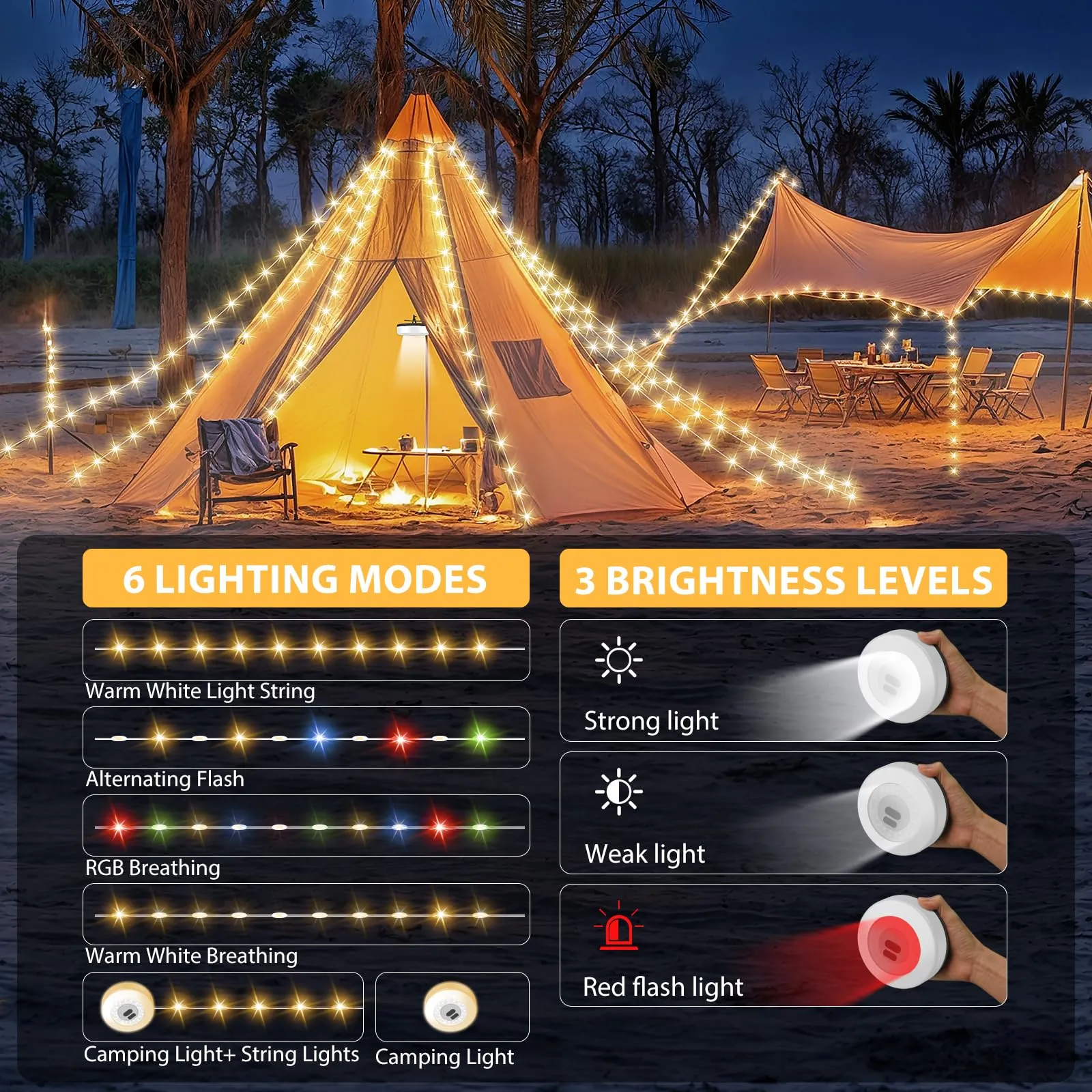 9 lighting modes camping light