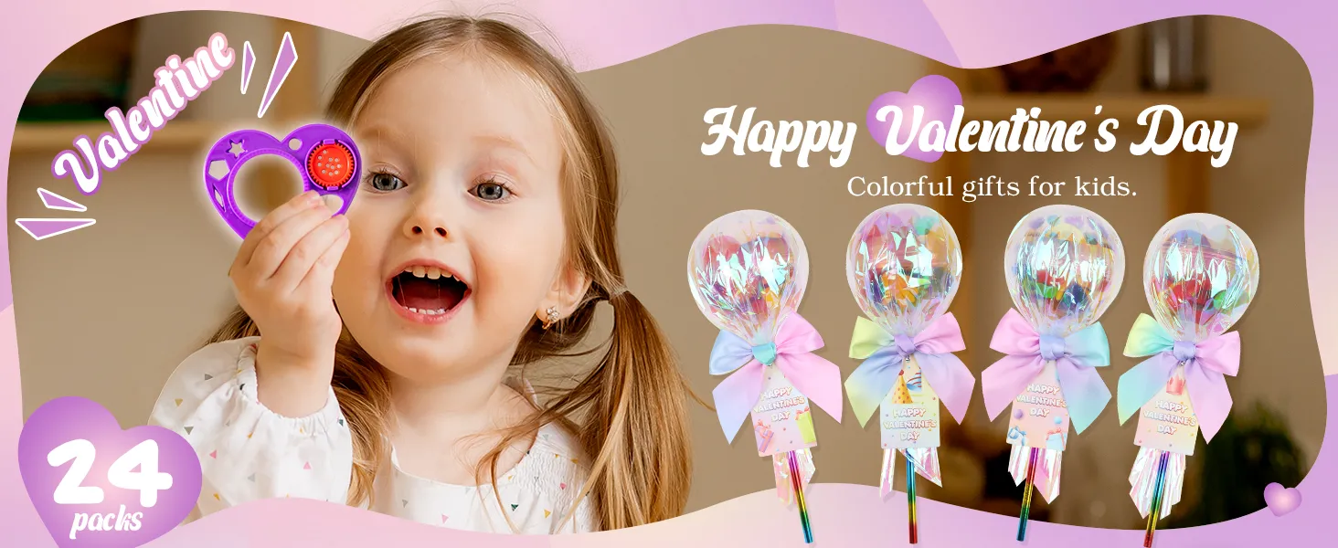 A 24 packs colorful giant Sucker shaped Valentines Day gifts for kids