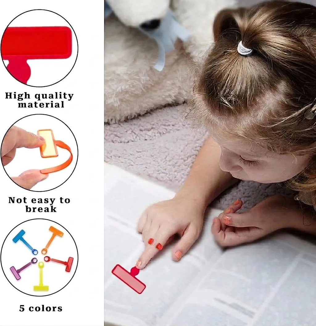 10PCS FingerFocus Highlighter, Guided Reading Strips, Reading Pointers for Kids, Dyslexia Tools for Kids, ADHD Tools, Special Education School Supplies, Teacher Classroom Must Haves