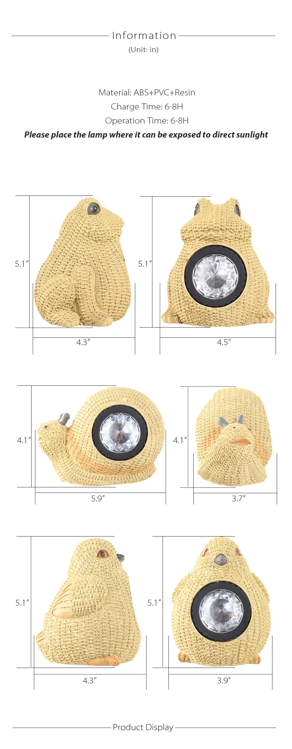 Animal Resin Solar Light