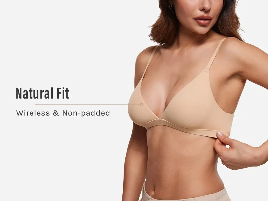 INLYRIC Women's Inbarely Triangle Bralette Plunge Unlined Seamless Bra No Underwire Sexy Comfortable Everyday