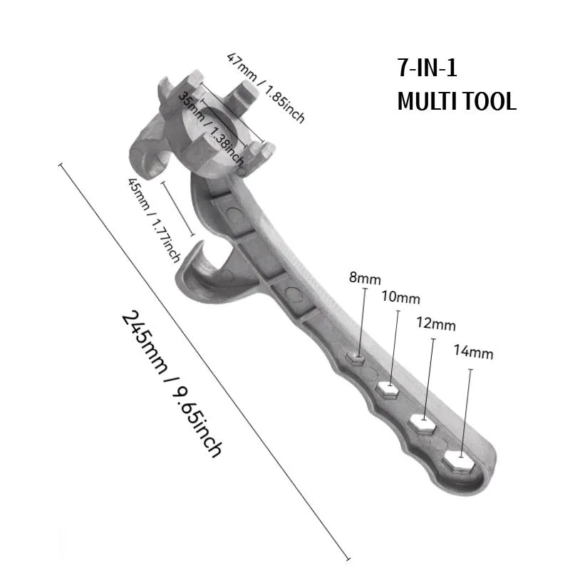 7-in-1 Aluminum Bung Wrench - Heavy Duty Drum & Bucket Opener for 5–55 Gallon Barrels, Non-Sparking Multi-Size Cap Removal Tool